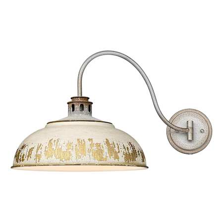 Golden Lighting Kinsley 1 Light 14" Wide Wall Sconce with Antique Ivory Shade Aged Galvanized Steel